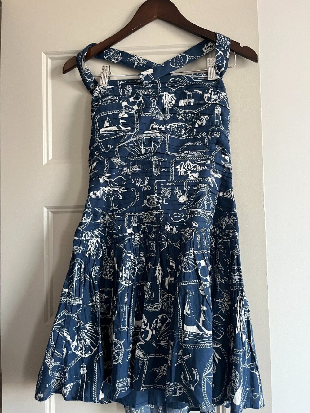 Abercrombie Emerson Nautical Drop-Waist Halter Mini Dress M